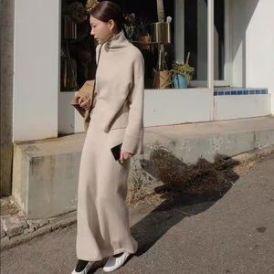 NEW Korea BLOSSOM cream stretchy knit skirt dress (Recto Frankie shop COS Arket)